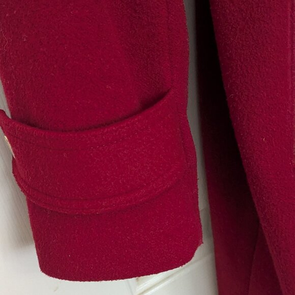 Michael Kors Women's Asymmetrical Belted Wool Blend 3/4 Coat Size PL Red - Picture 7 of 12